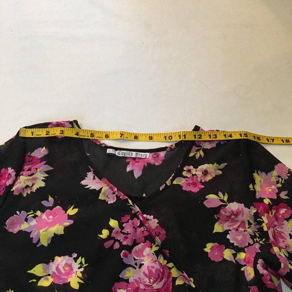 Cupid’S Dairy Silky SemiSheer Floral Top - Picture 10 of 10
